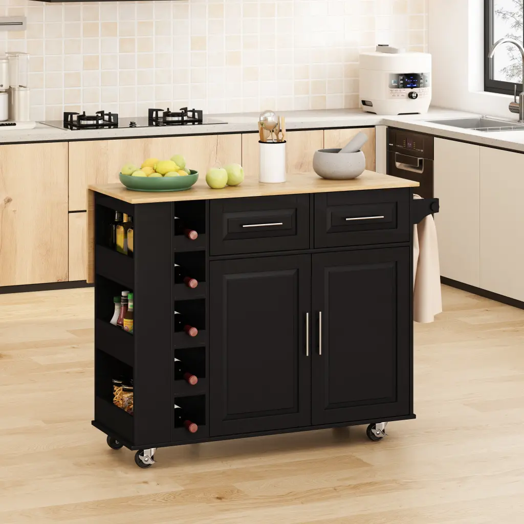 Multi-Purpose Kitchen Island 2-Door Cabinet & 2 Drawers - Shopping Basket Included spribung