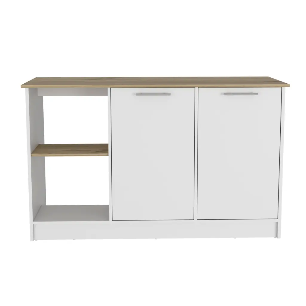 Kitchen Island Padua White Light Oak Particle Board Kitchen Cart Storage treevol furniture