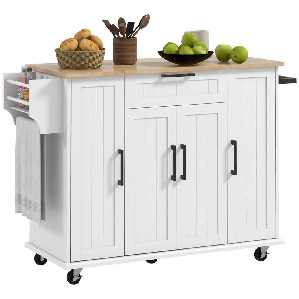 Homcom Kitchen Island On Wheels Rolling Kitchen Shopping Basket Elastomerwood aosom business