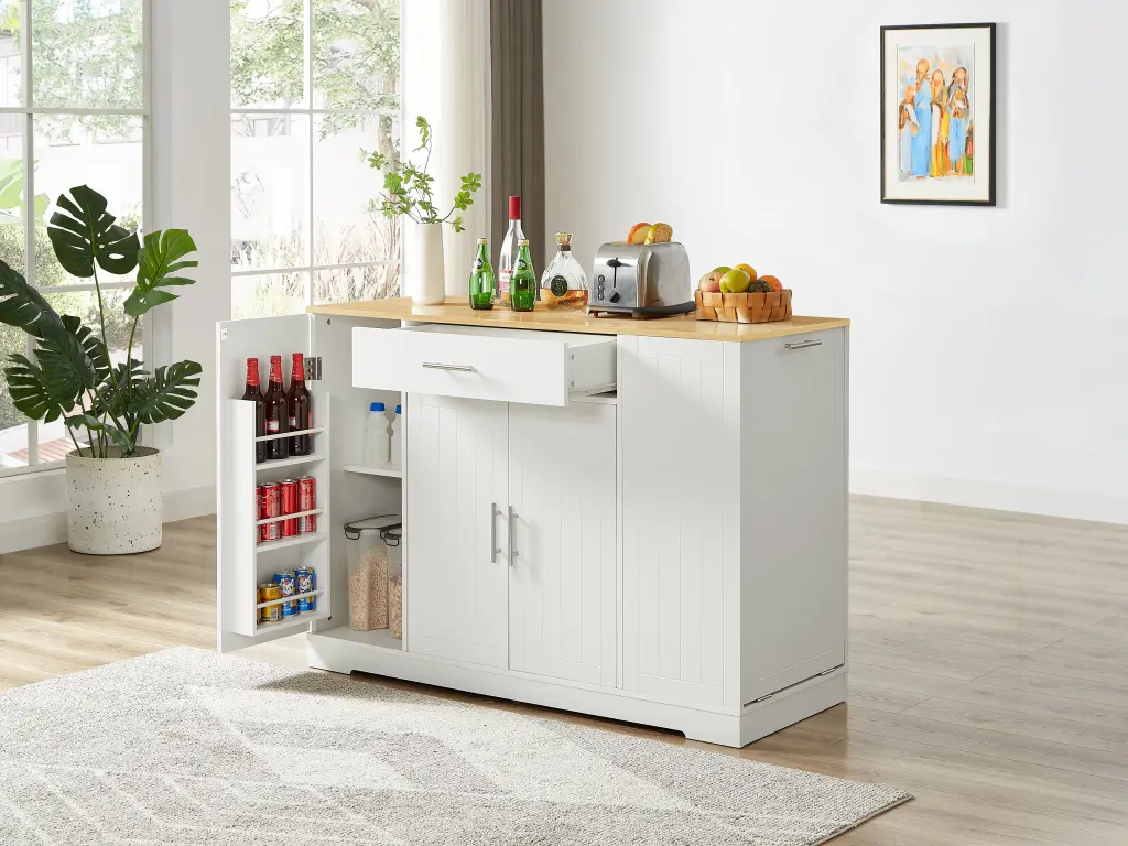 53 Inch Large Kitchen Island Trash Can Storage Cabinet Home e-tron