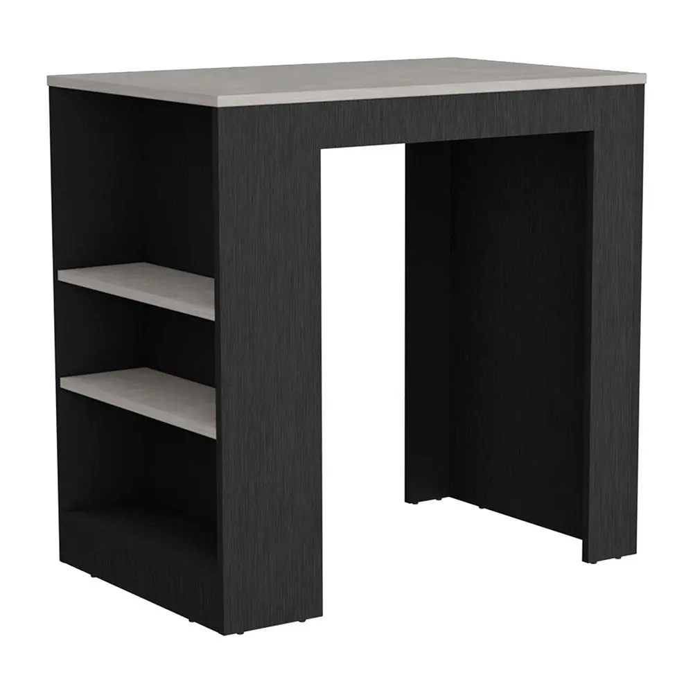 Harlan Kitchen Island Counter Height Table Top 3 Side Shelves fm furniture