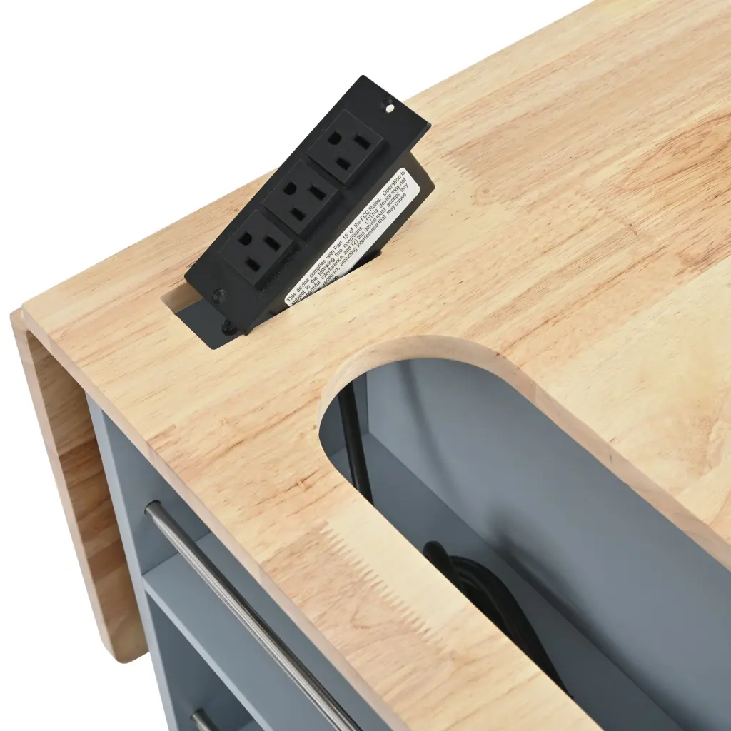 Kitchen Island Power Outlet and Drop Leaf Extra Storage rnb