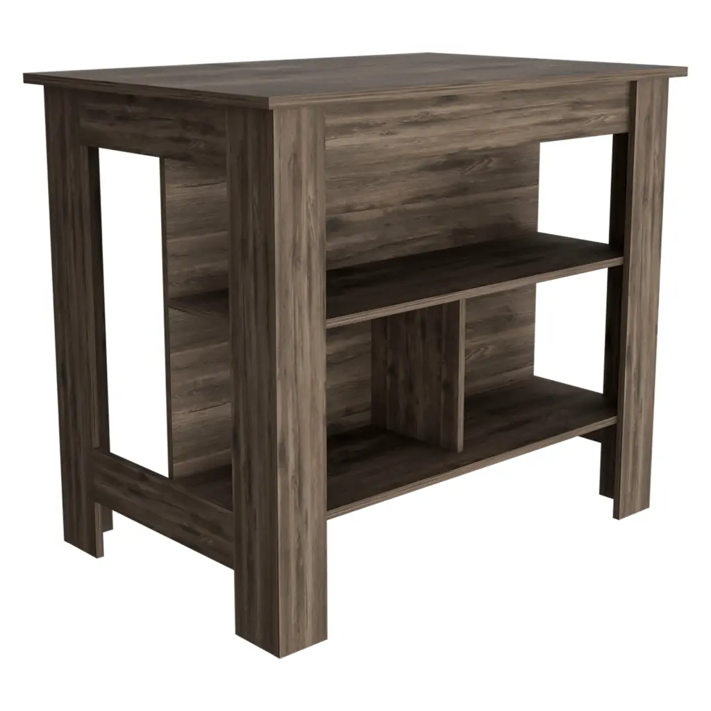 Depot E Shop Delos Kitchen Island Four Legs Three Shelves Dark Brown Kitchen Island rta muebles colombia