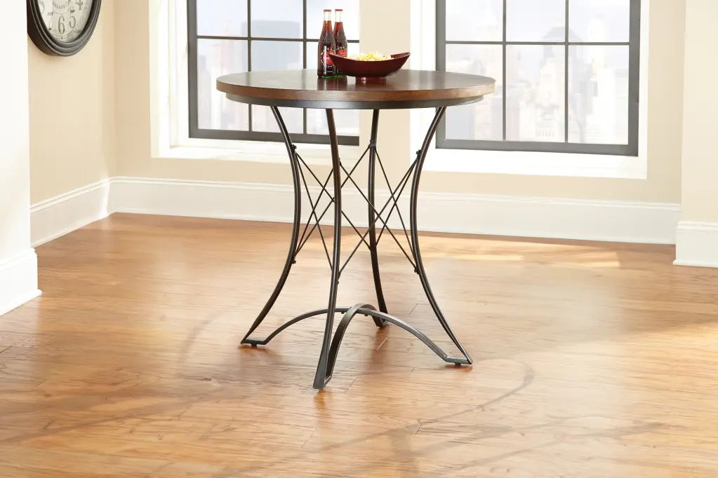 Adele Round Counter Table Dark Brown Wood Kitchen Island Table Breakfast Bar steve silver furniture