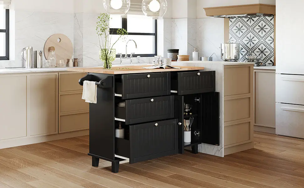 Farmhouse Kitchen Island Set Drop Leaf and 2 Seatings Dining Table topmax