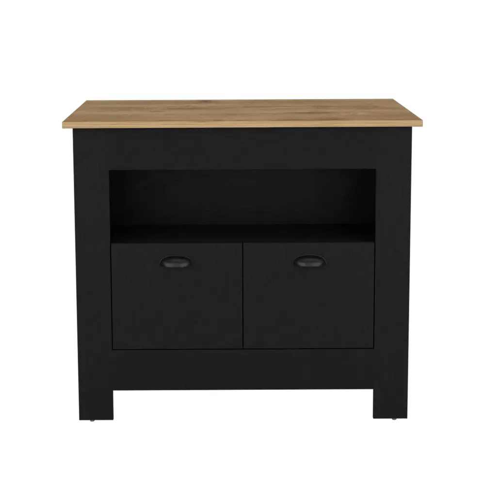 Kitchen Island Geneva Black Macadamia Multicolor Particle Board treevol furniture