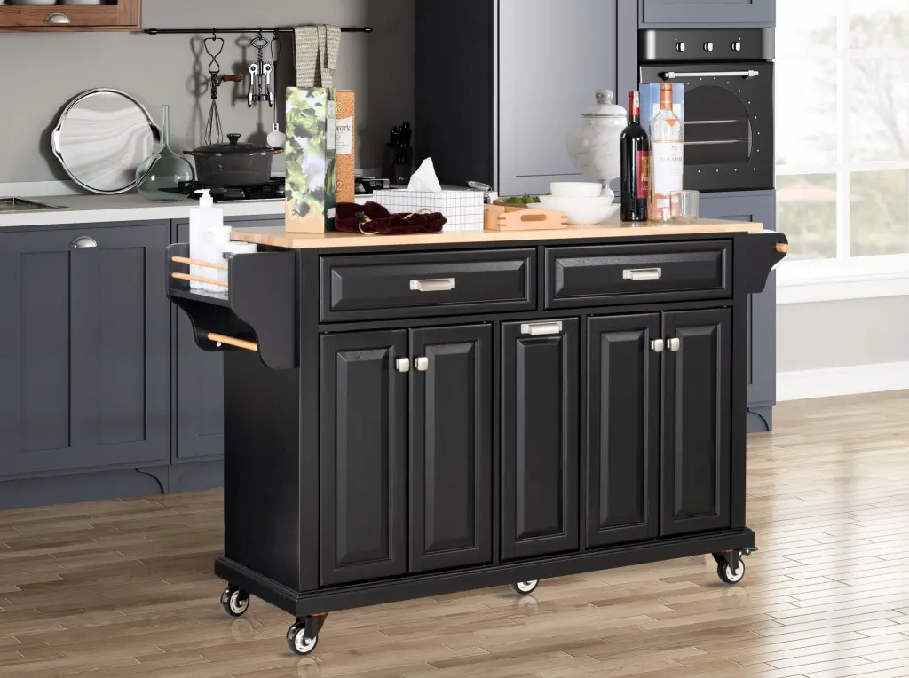 Kitchen Island Rubber Wood Countertop Kitchen Shopping Basket On 5 Wheels Mobile Cart ws furniture