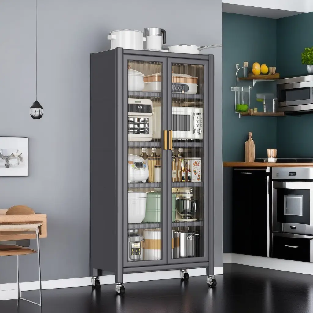 Open Door Kitchen Shelving - Floor to Ceiling Multilevel Storage Family Use montary