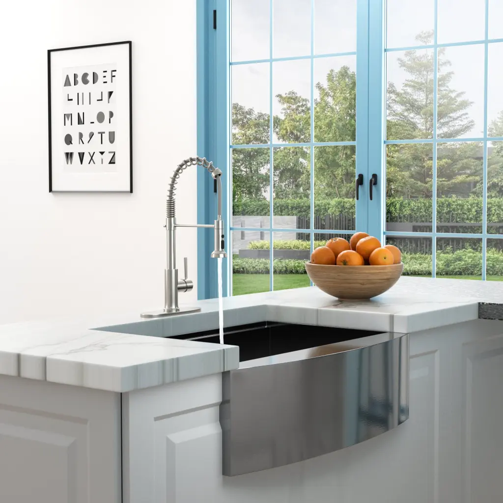 21 Inch Commercial Kitchen Faucet Dual Function Pull Down Spray lordear