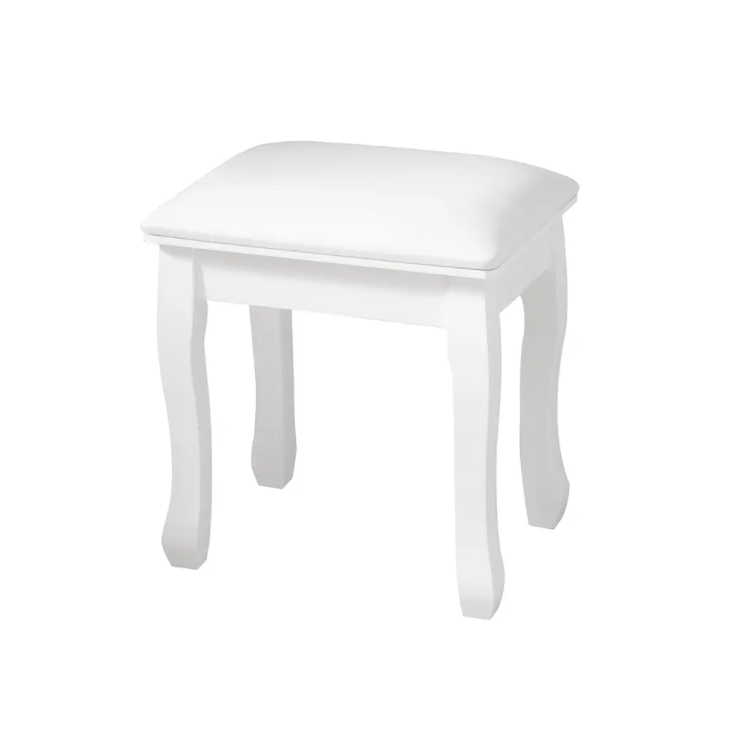 Solid Timber Square Stool White Wooden Seat Durable Home Furniture w2181