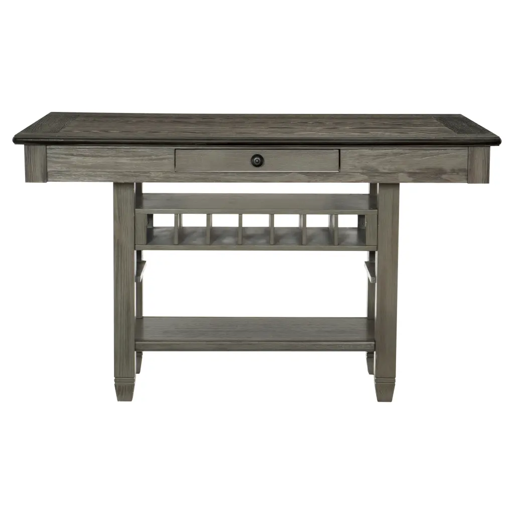 Counter Height Table 4 Drawers Wine Rack Presentation Shelf Transitional Style kanepe