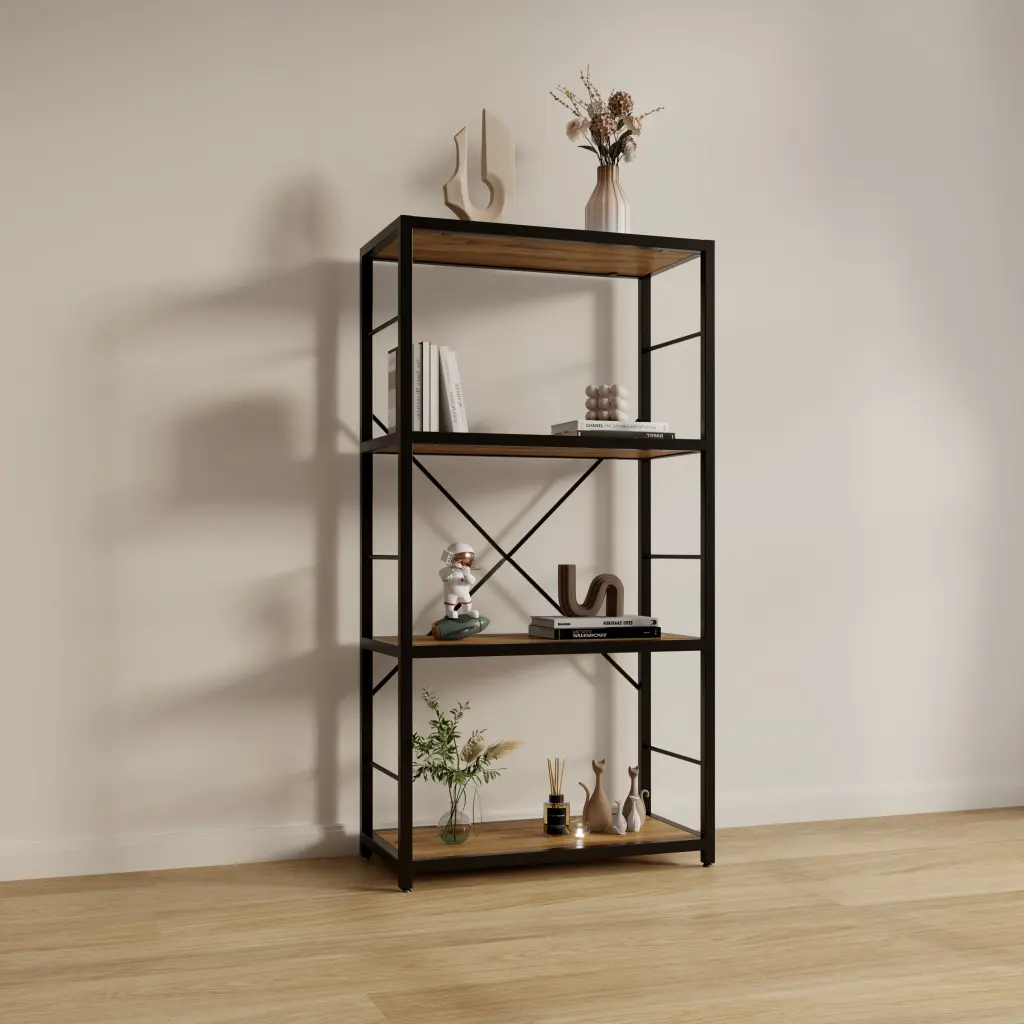 DFW 4 Tier Ladder Shelf 29.52 Inch Wide Bookcase rnb