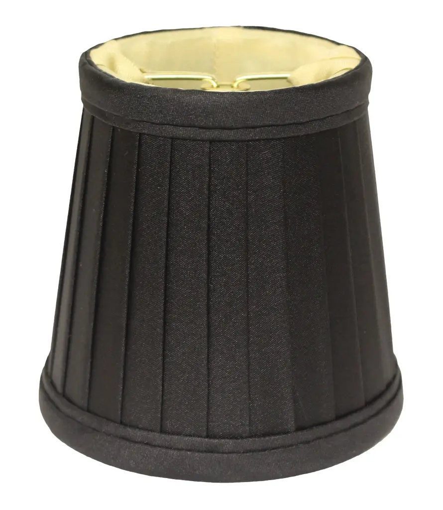 Slant Side Pleat Chandelier Lampshade Flame Clip Black Gold Set alabama lamp shades