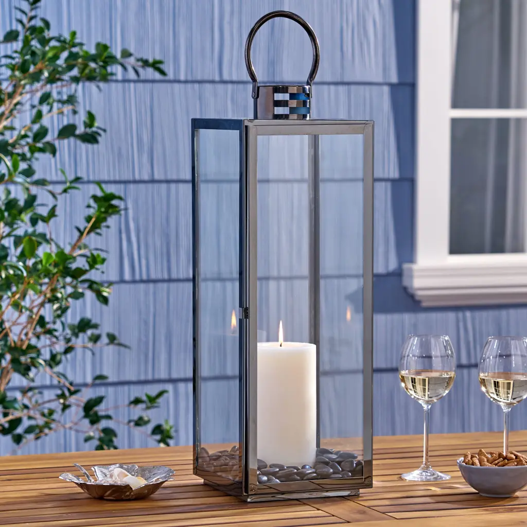 23.75 Inch H Stainless Steel E-reader Op Lantern Black Stainless Steel nh-cozy home