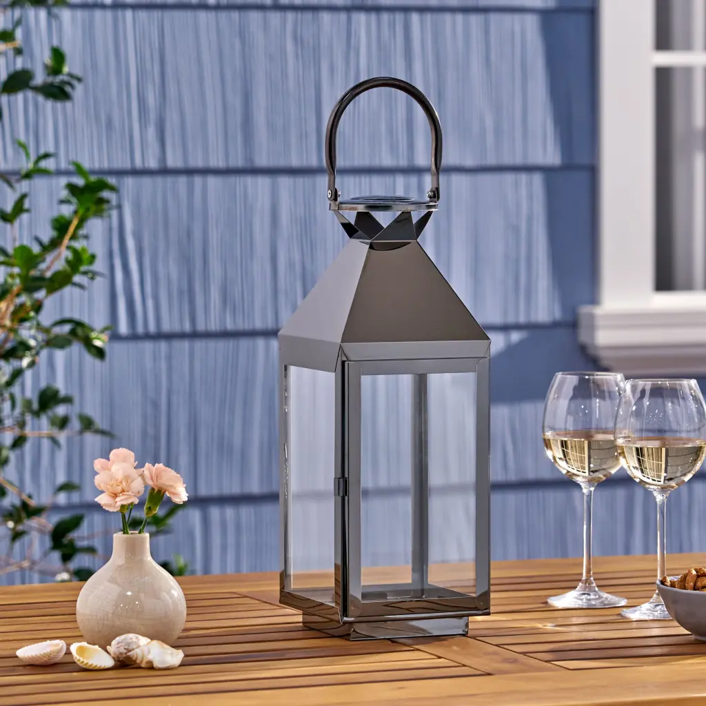 Tulsa 16 Inch Black Stainless Alloy Metal Lantern nh-cozy home-can