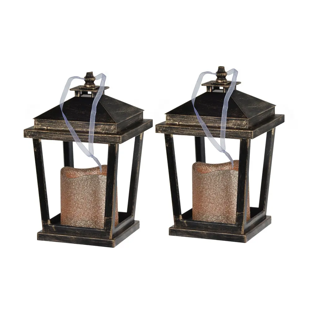 Set 2 Menifee Lantern Led Candle 5X5X8.5 Metal Alloy Antique w2078