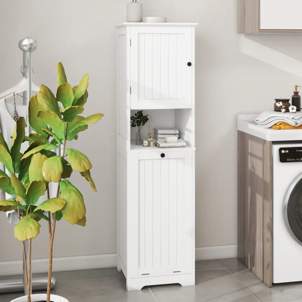 One Door Tilt Out Laundry Sorter Cabinet White Storage Organizer aneway furniture