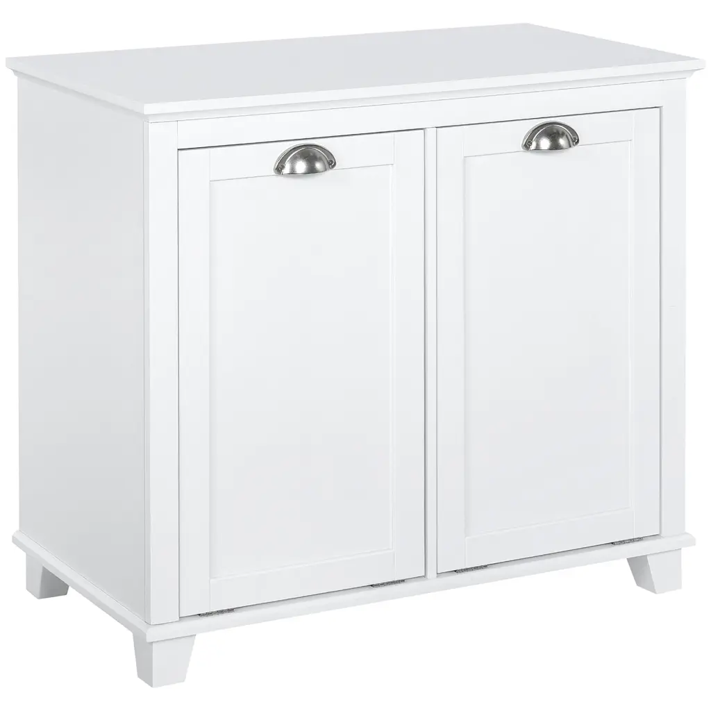 Homcom Tilt Out Laundry Sorter Bathroom Cabinet White MDF aosom business
