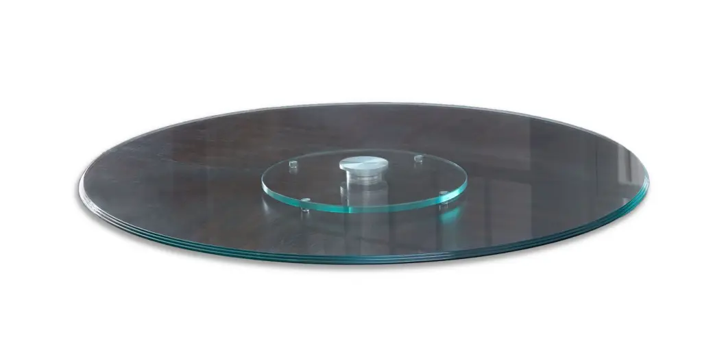 Avenue Round Lazy Susan Dark Brown Tempered Crystal Kitchen Turntable steve silver furniture