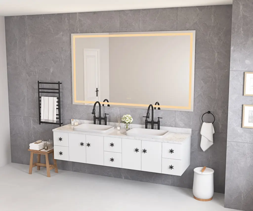 88x48 LED Lighted Bathroom Wall Mounted Mirror High Lumen Anti Fog rnb