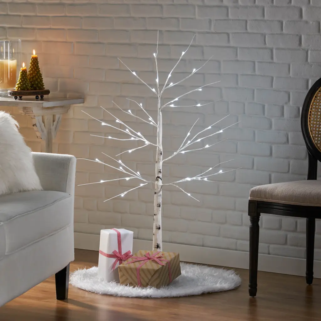 4Ft Birch Tree White Light 48 LED Artificial Barkul IP44 30V 3.6W Extended nh-bc furniturings
