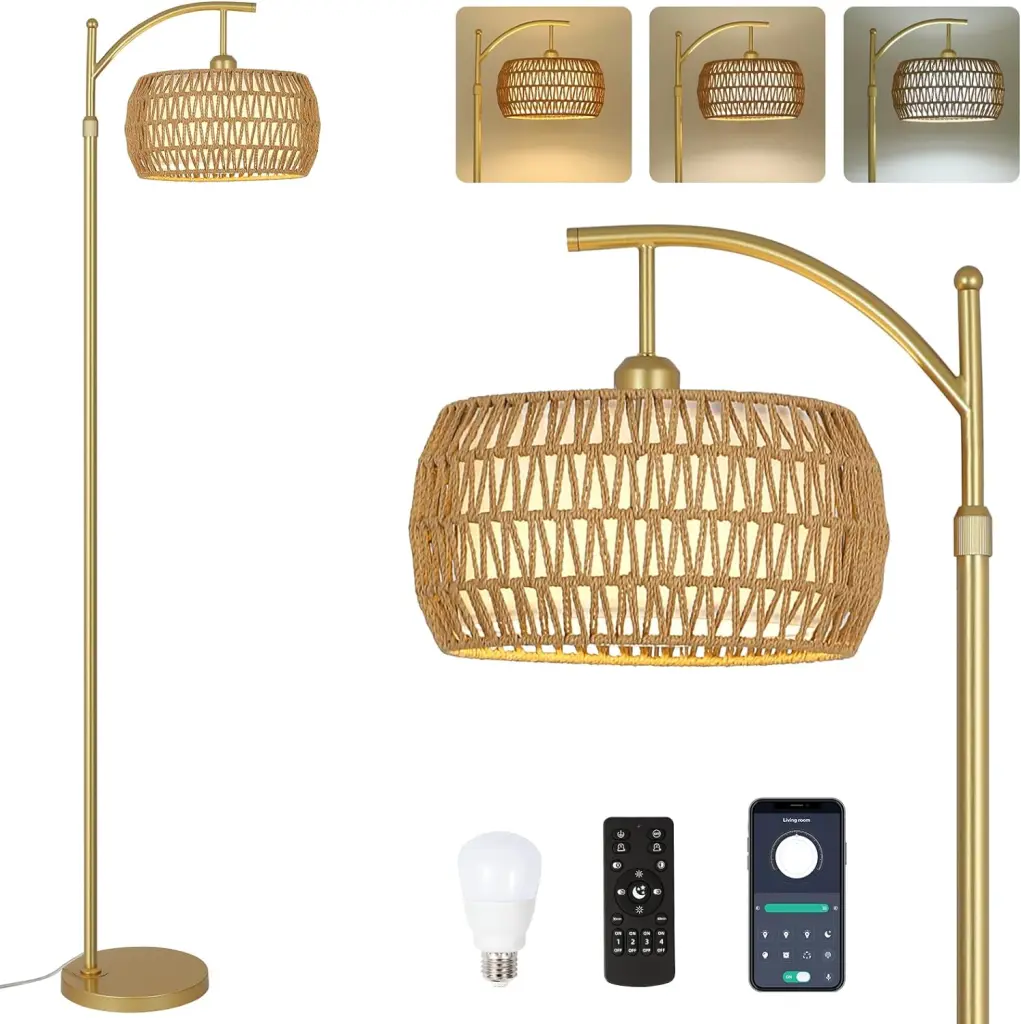 Arc Floor Lamp 3 Hue Temperatures Led Precious Metal Floor Lamp Remote dfzj lighting