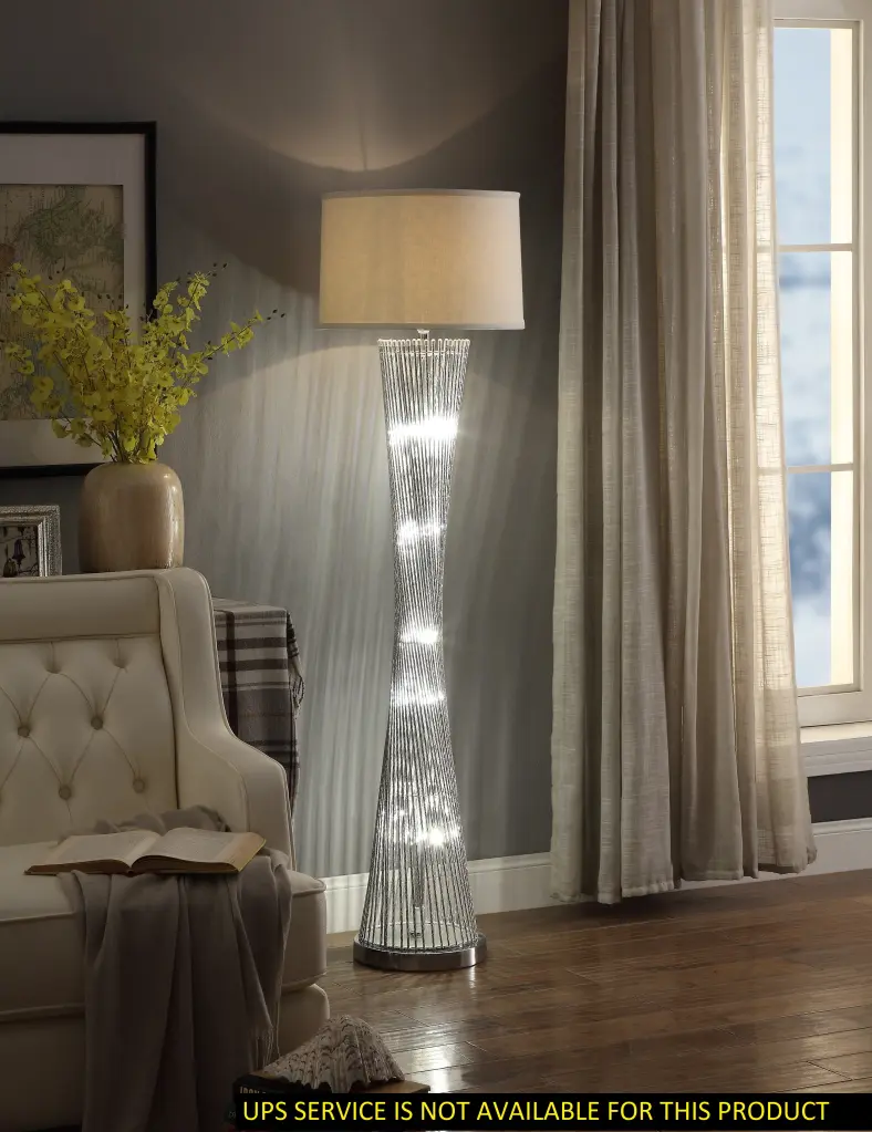 Led Night Light Shiny Metal Finish Luxurious Floor Lamp 1Pc Modern Aesthetic kanepe