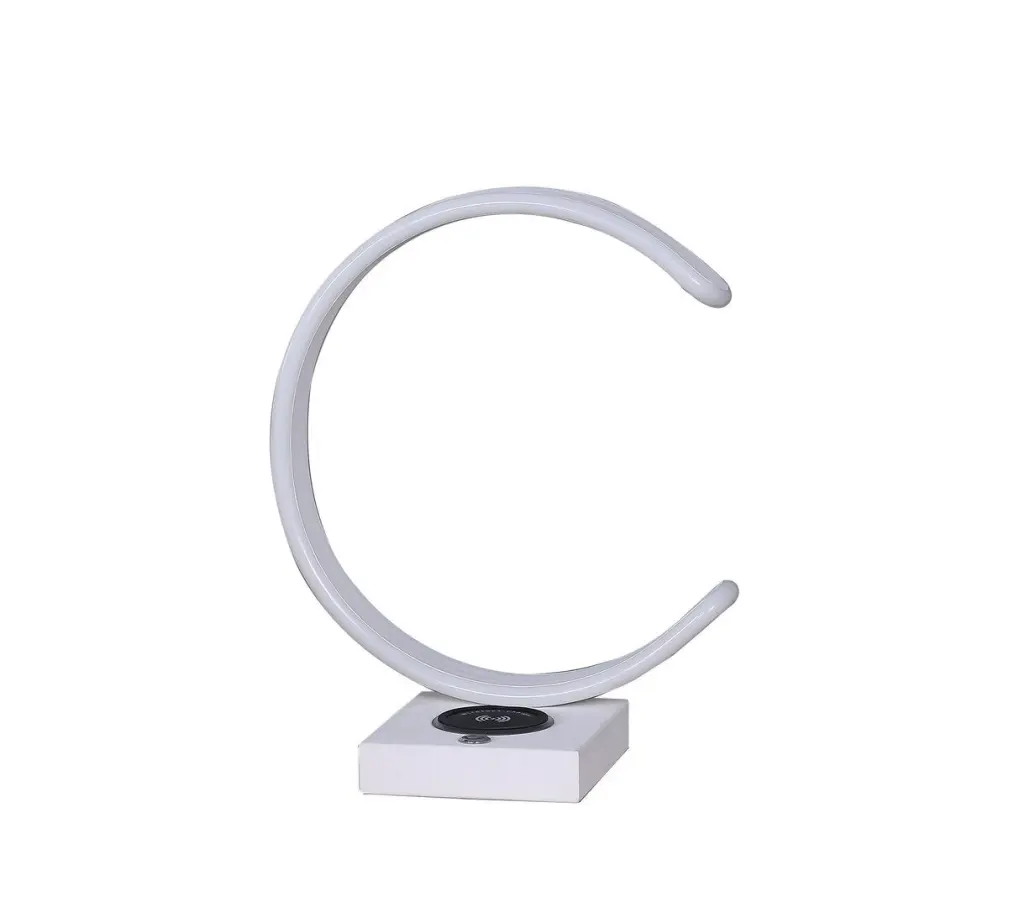 13.5 Inch C Influence LED Table Lamp USB Wireless Power Adapter Port White Metal california home