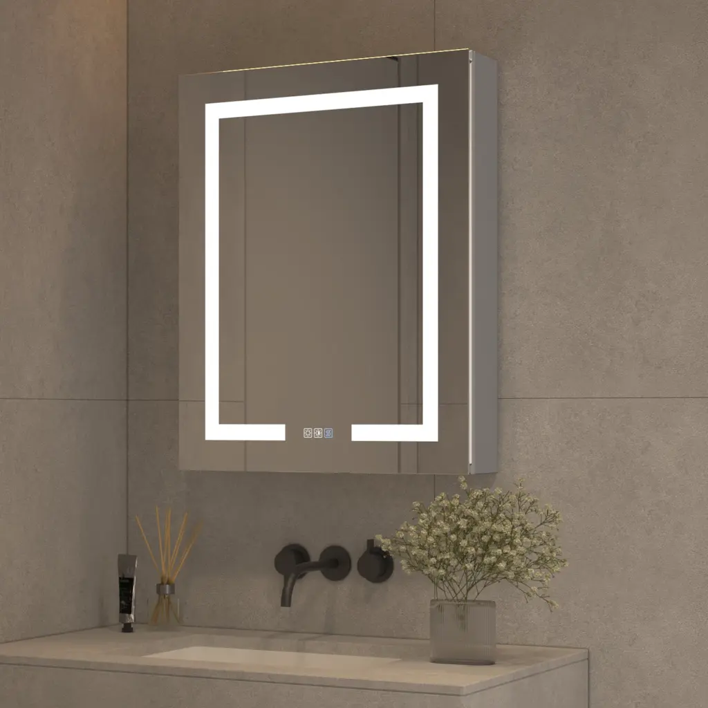 Lighted Medicine Cabinet 24 X 30 Inch Recessed Or Surface Mount LED Mirror global chain solutions