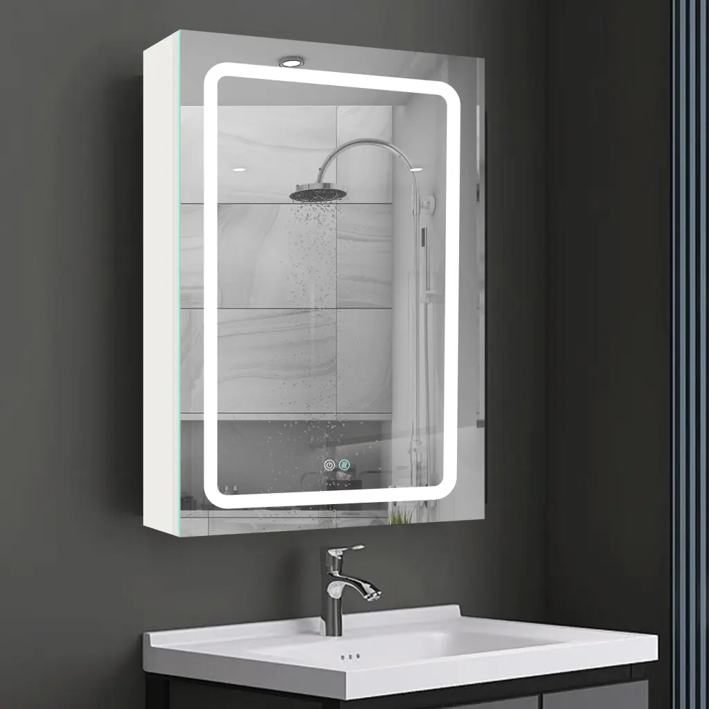 30X20 Inch LED Bathroom Medicine Cabinet Surface Mounted Mirror Cabinet w995 bestgo