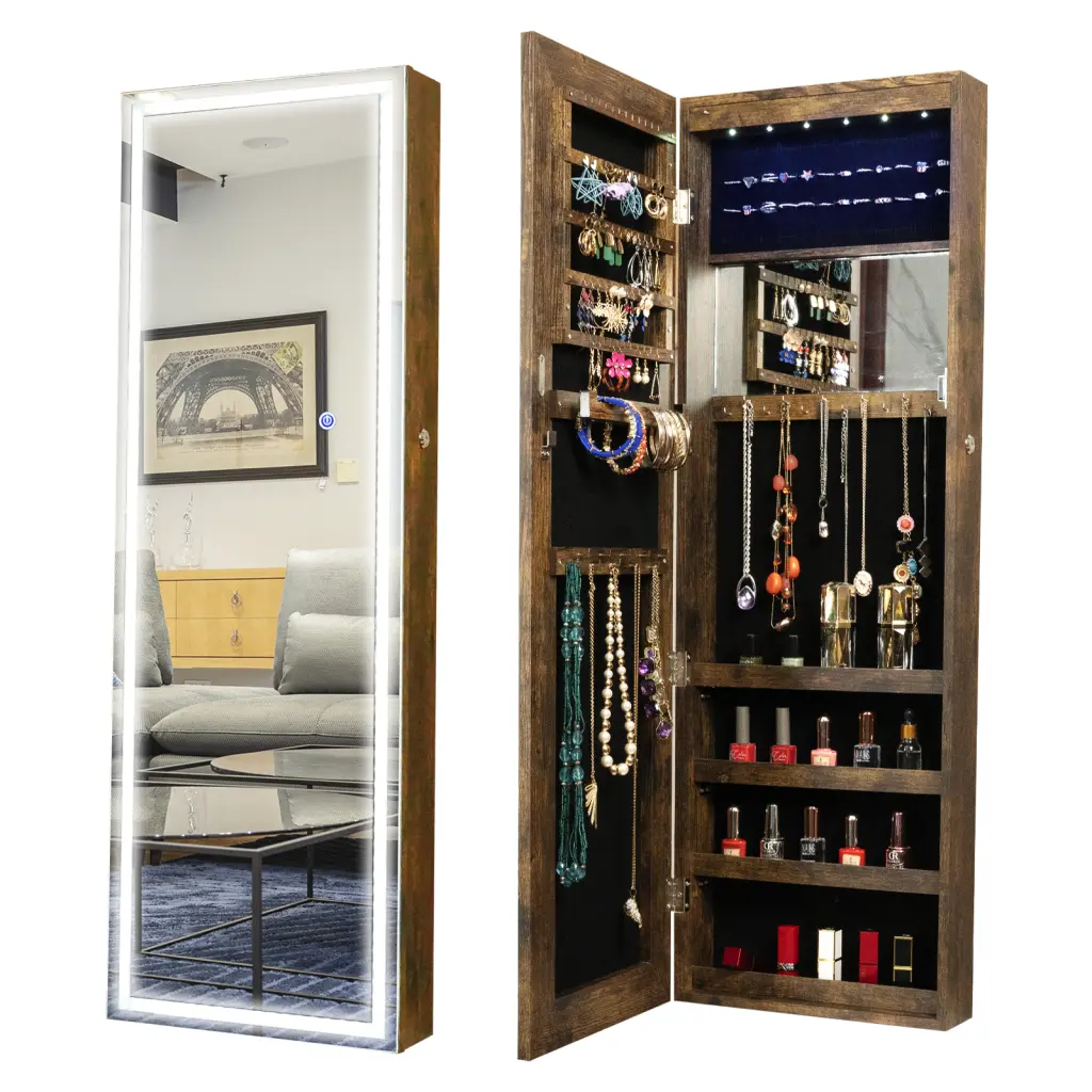 Fashion Storage Mirror Cabinet LED Lights Effortless Accessory Organization haitian