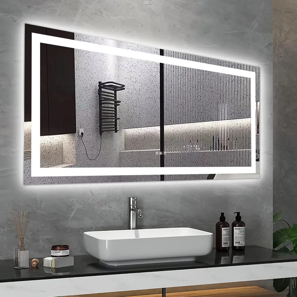 LED Bathroom Mirror 60x32 Inch Anti Fog Dimming Lights and Touch Control lighting commune