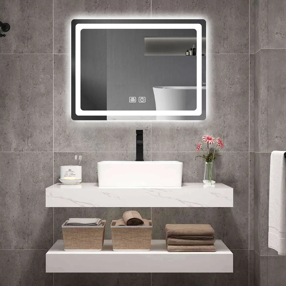 31In. H Led Single Bathroom Vanity Mirror Sleek Crystal Bathroom Mirror Lights singularity