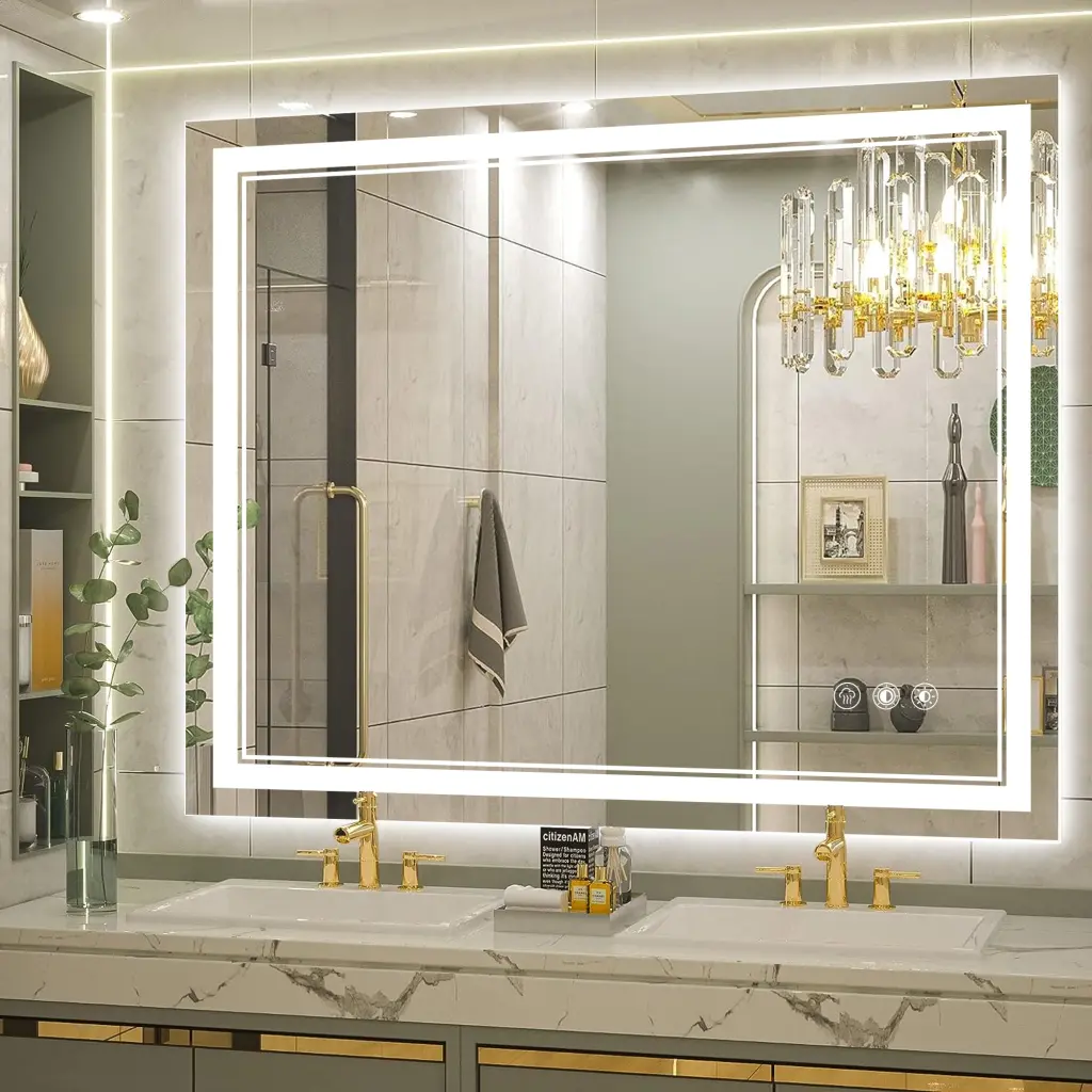 40x32 LED Bathroom Mirror Customizable Dimming and 3 Color Temperatures w2985