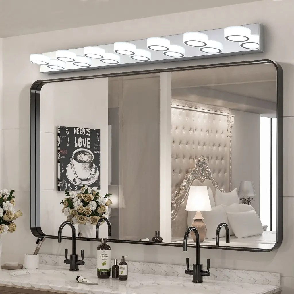 Modern 7 Light LED Vanity Light Fixture Chrome Finish lighting commune