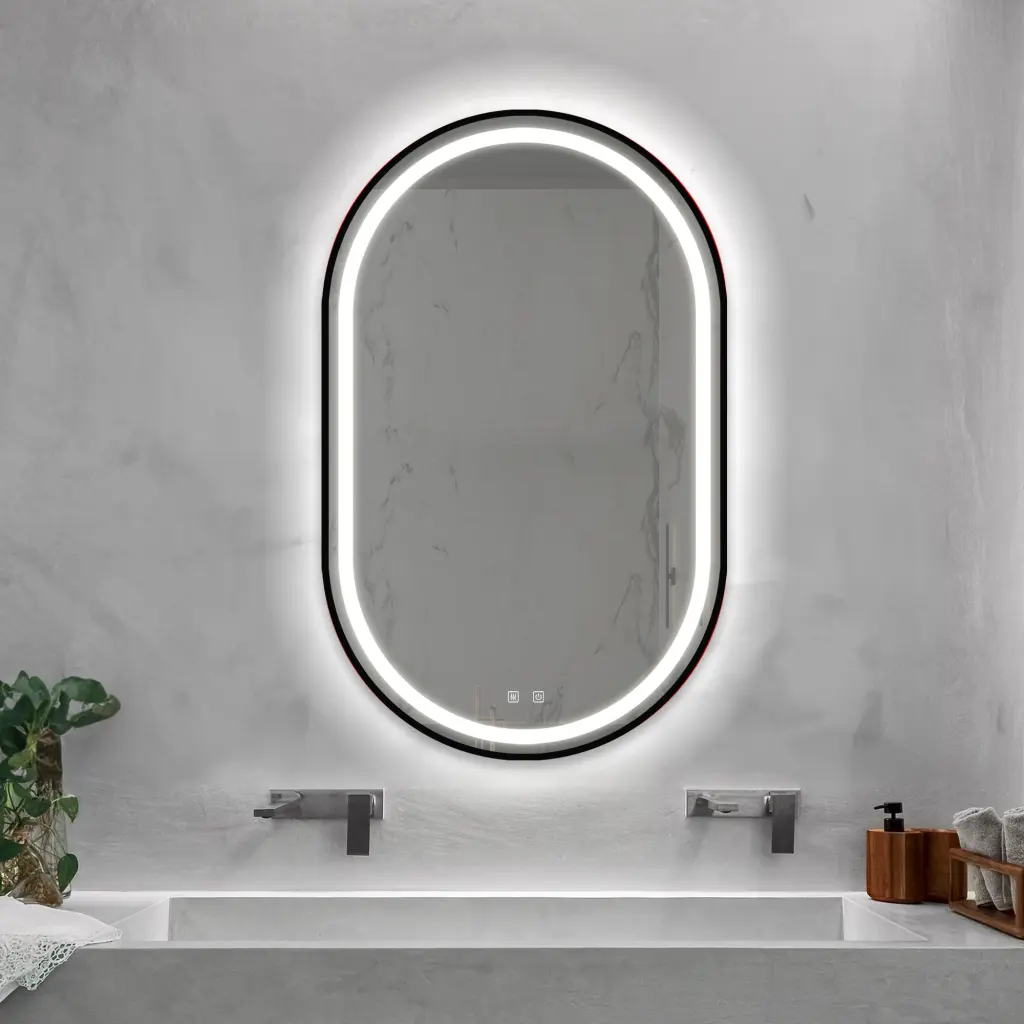 20x32 Inch Bathroom LED Vanity Mirror Focused Backlight Black Modern Design rnb