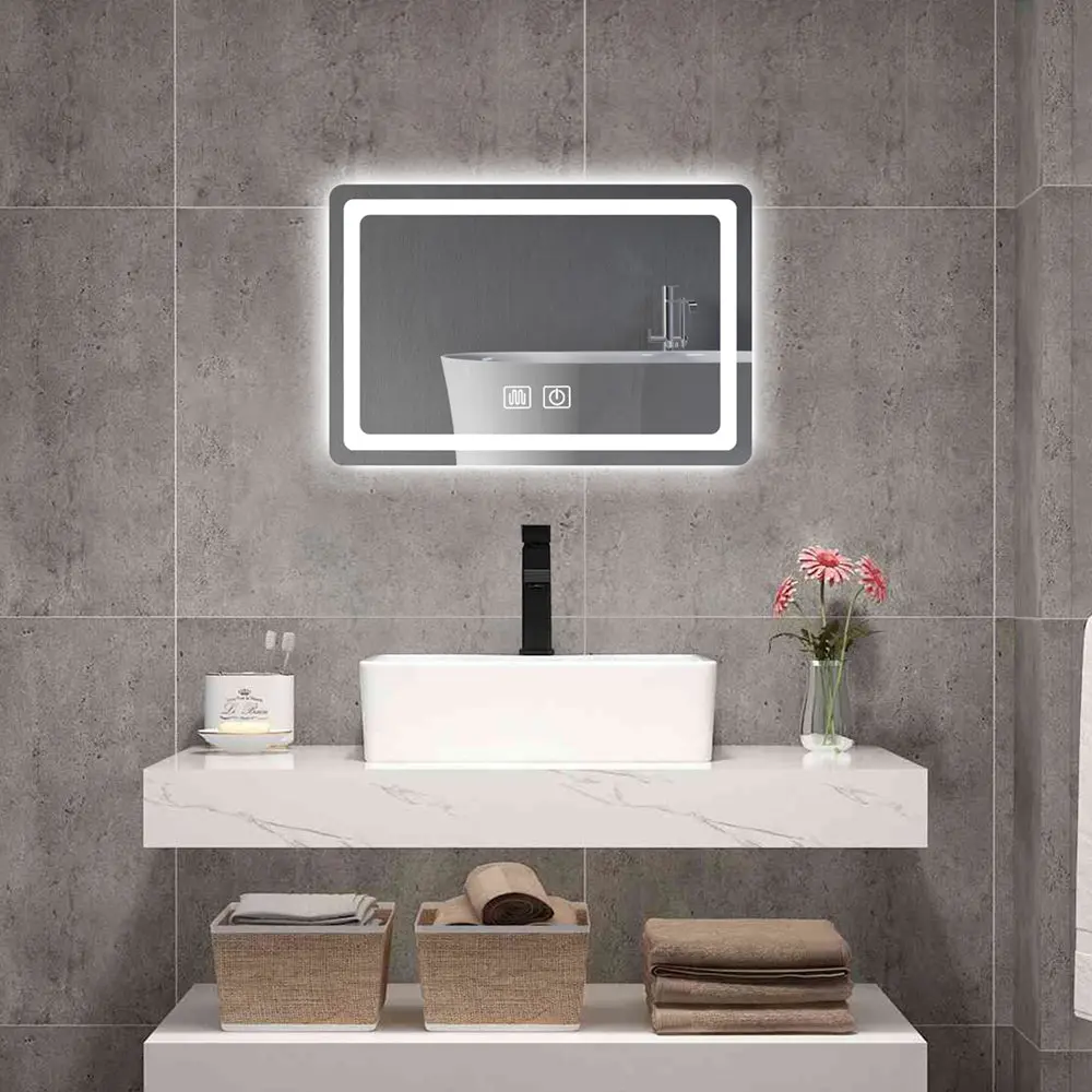 15 Inch H LED Single Bathroom Vanity Mirror Sleek Crystal Bathroom Decor singularity