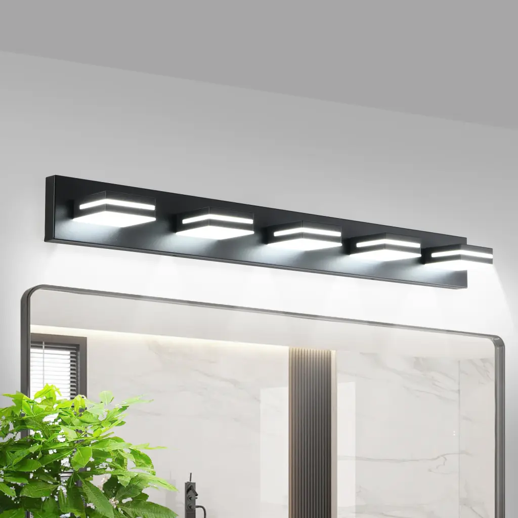 Modern Black LED Vanity Light 5 Lights Wall Sconce Bathroom And Mirror lighting commune