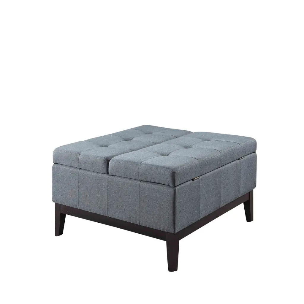 18 Inch Tall Dual Lift Coffee Table Storage Blue and Gray Timber Finish california home