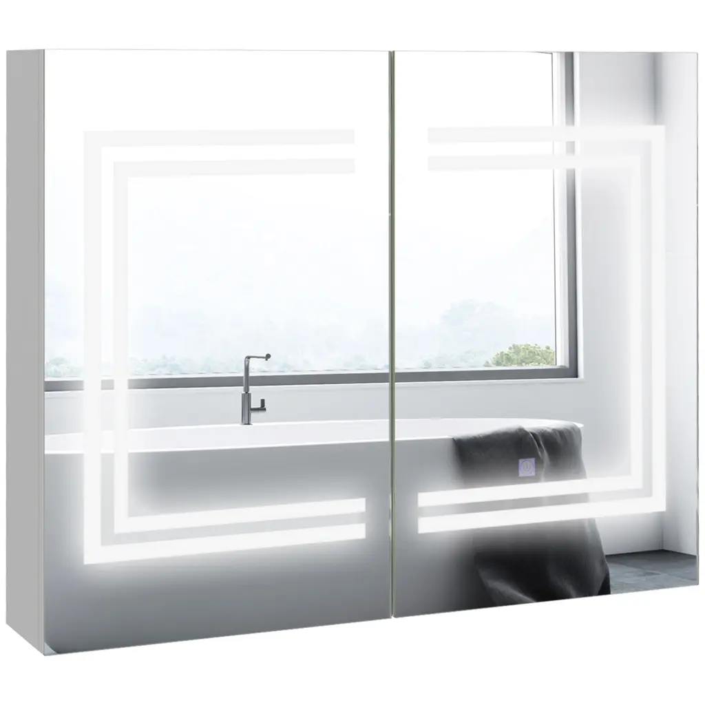 Kleankin 26x32 Inch Wall Mounted Lighted Medicine Cabinet Mirror aosom business