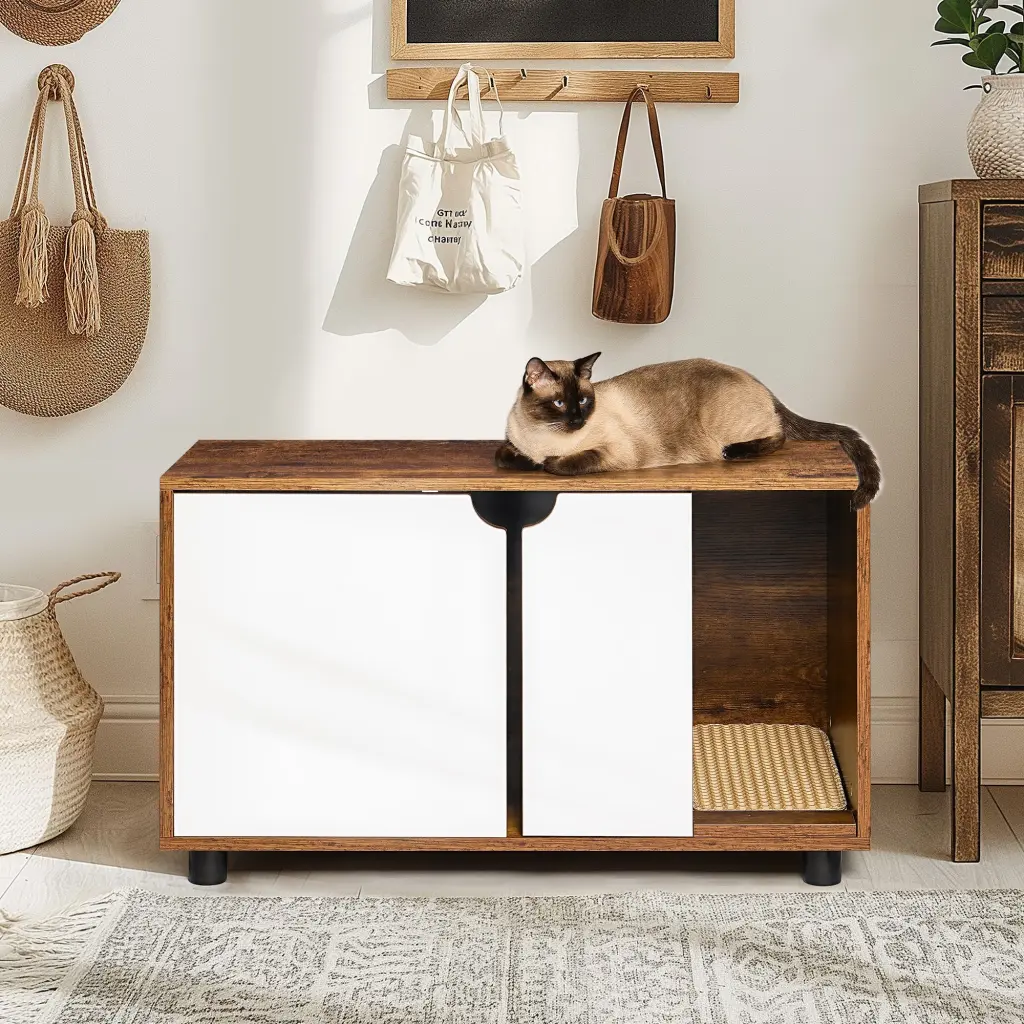 Cat Litter Box Enclosure Hidden Kitty Washroom End Table Furniture need pet furniture