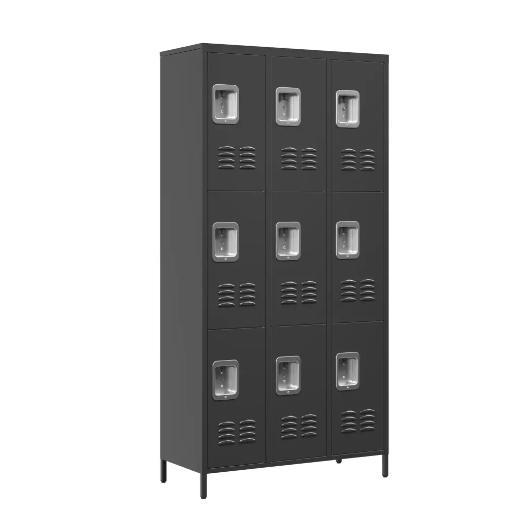9 Door 72 Inch Metal Lockers Lock Employees School Office Gym Storage makeace steel furniture