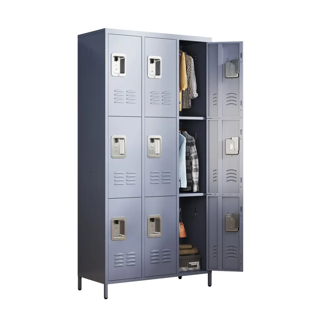 9 Door 72 Inch Metal Lockers Lock School Office Gym makeace steel furniture