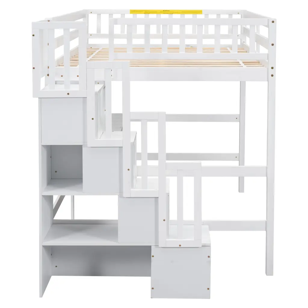 Full Dimensions Loft Bed Built Desk Bookshelves And Storage Staircase Bedroom Furniture inspirit