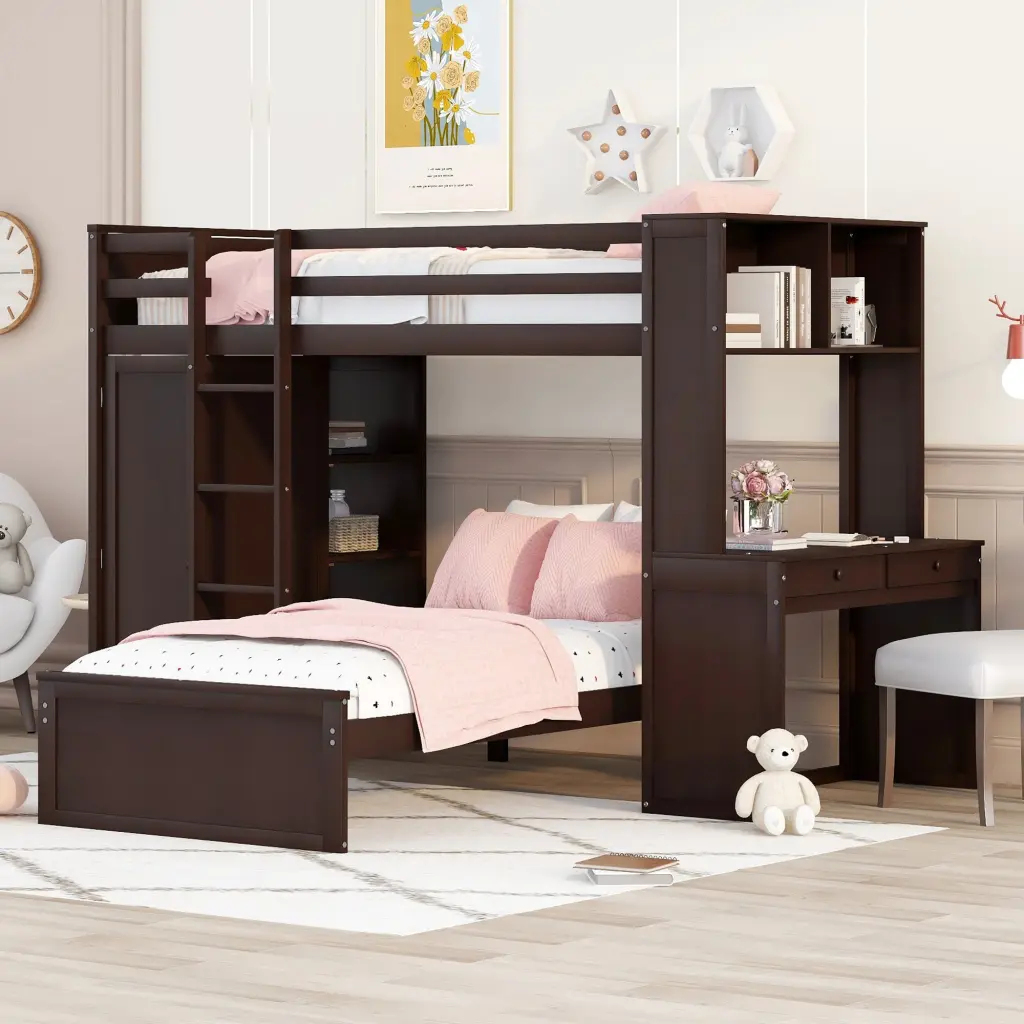 Twin Dimensions Loft Bed Stand Alone Bed Shelves Desk And Wardrobe lucky furniture
