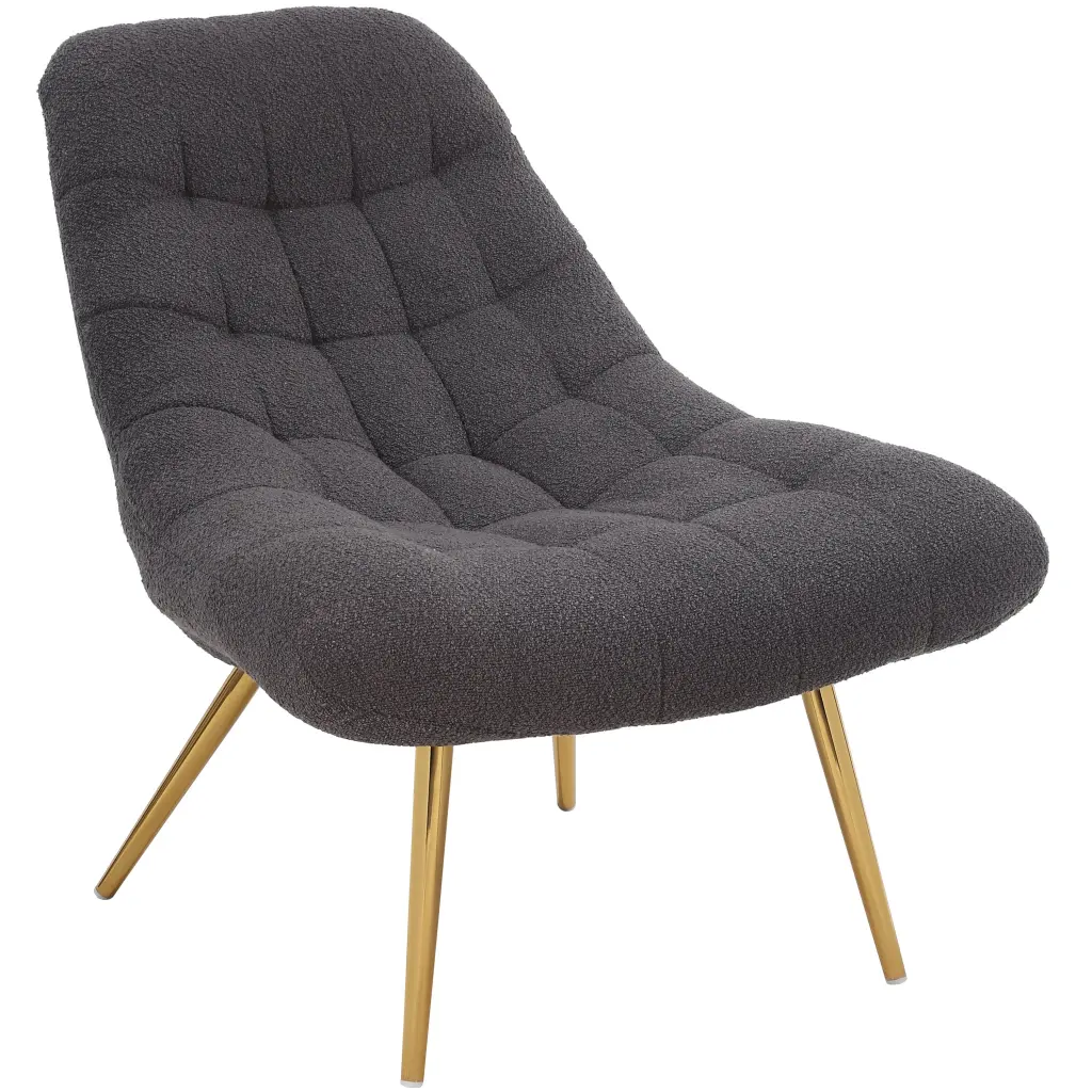 Aubrey French Boucle Lounge Chair Grey Material Modern Living Room ashcroft furniture