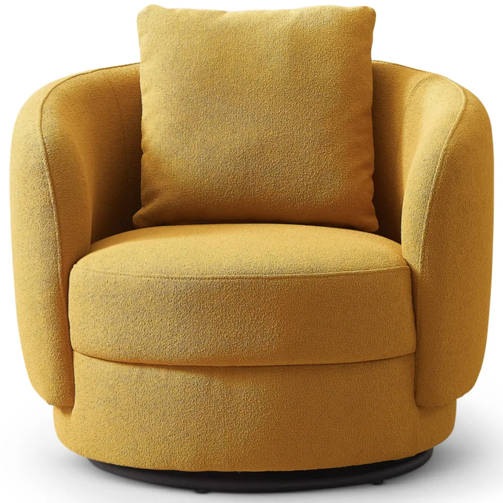Dylan Boucle Lounge Chair Yellow Boucle Fabric Living Room ashcroft furniture