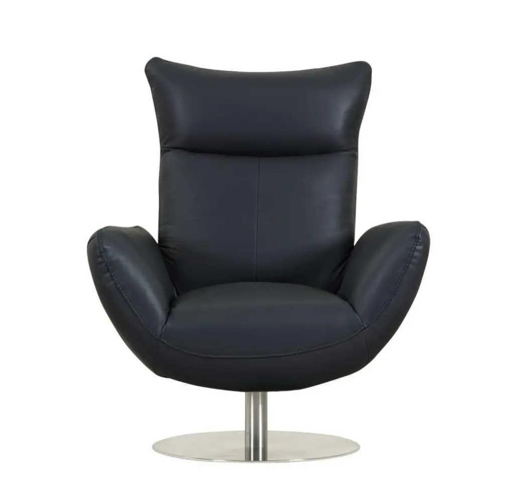 22 Inch Modern Italian Leather Lounge Chair Navy Foam global united