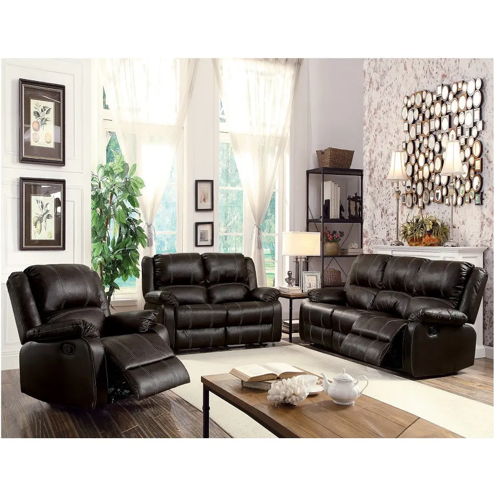 Zuriel Motion Loveseat Brown Synthetic Hide Upholstered Sofa LV52281 acme onsite store