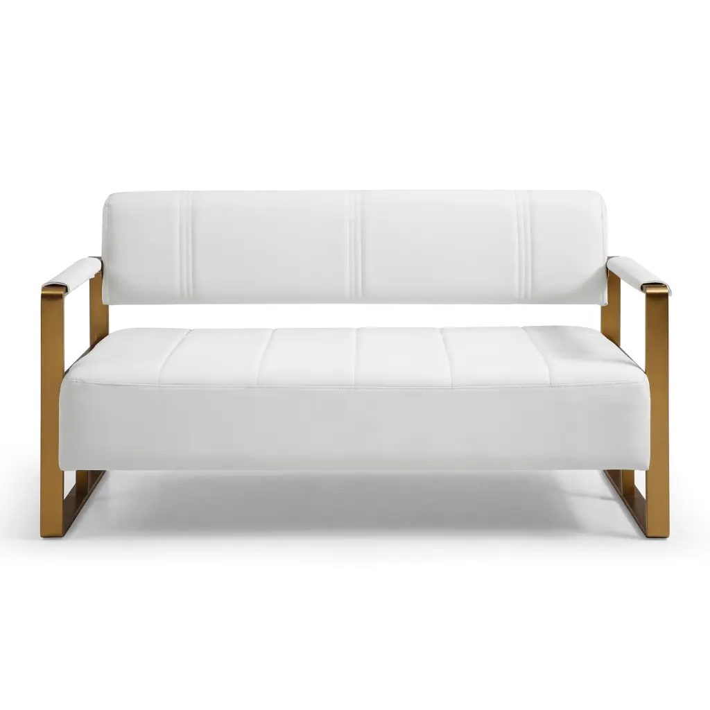 57.9 Inch Modern Upholstered Faux Leather Loveseat Sofa aijiafurniture